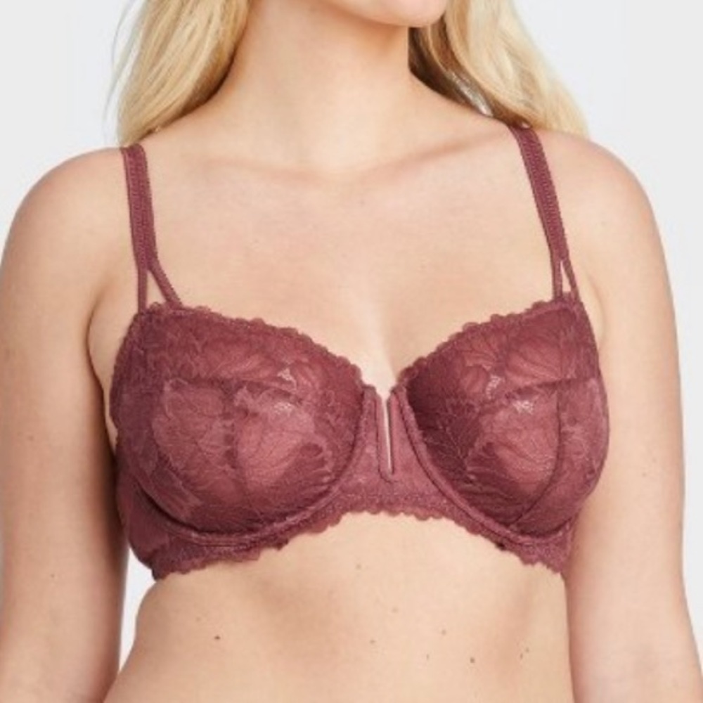 New Auden 38D Unlined Balconette Underwire Bra mulberry Color